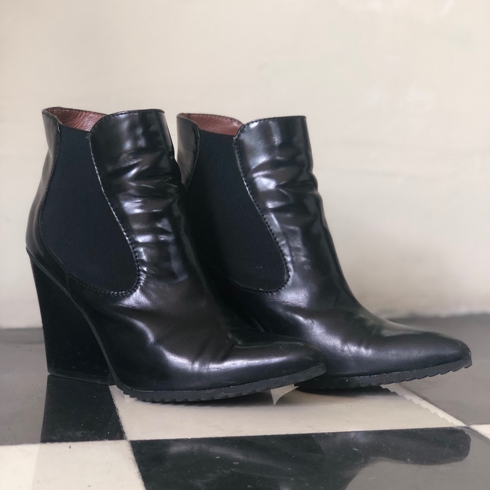Steven by Steve Madden Black Leather Booties